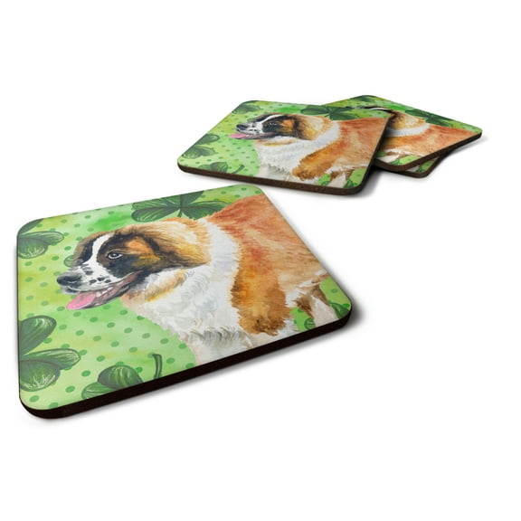 Saint Bernard St Patricks Foam Coaster Set of 4 Green