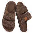 thumbnail image 1 of Zapatillas EverFoams Fuzzy de espuma viscoelástica con punta abierta para mujer, color moca, 1 of 7