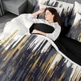 thumbnail image 4 of meiyoeat Abstract Gold Geometric 7-Piece King Bedding For Kids,Modern Art Print King Bed in a Bag,Black Reversible, 4 of 7