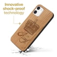 thumbnail image 3 of Case Yard Wooden Case Outside Soft TPU Silicone, Slim Fit Shockproof Wood Protective Phone Cover for Girls Boys Men and Women, Supports Wireless Charging King Crown Design case for iPhone-11, 3 of 7
