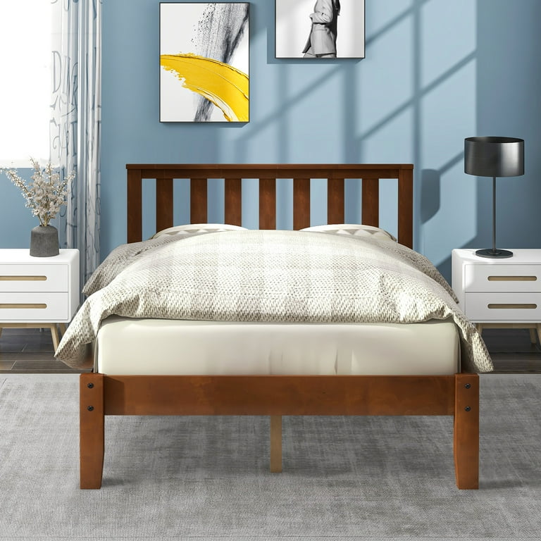 Twin Size Bed Frame Twin Bed Frame with Headboard Wood Slat