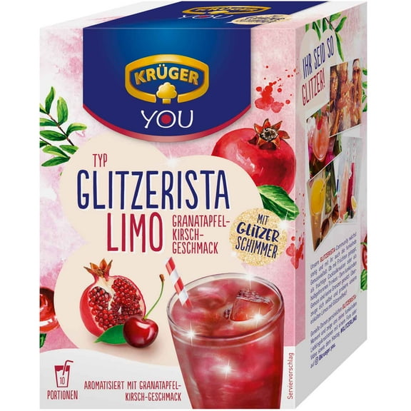 Kruger drink mix Glitzerista Pomegranate Cherry flavor -1 box/10 portions-