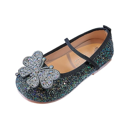 Gvdentm Toddler Girls Dress Shoes Open Front Bow Sequins Sandals for Girls Kids Princess Wedding Formal Ankle High Heel Shoes Toddler Girls Dress Shoes (7 Green)