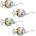 thumbnail image 1 of Wave Style Privacy Bed Bath Door Levers in Satin Nickel Finish Interior Keyless Door Handles Locksets, 1 of 7