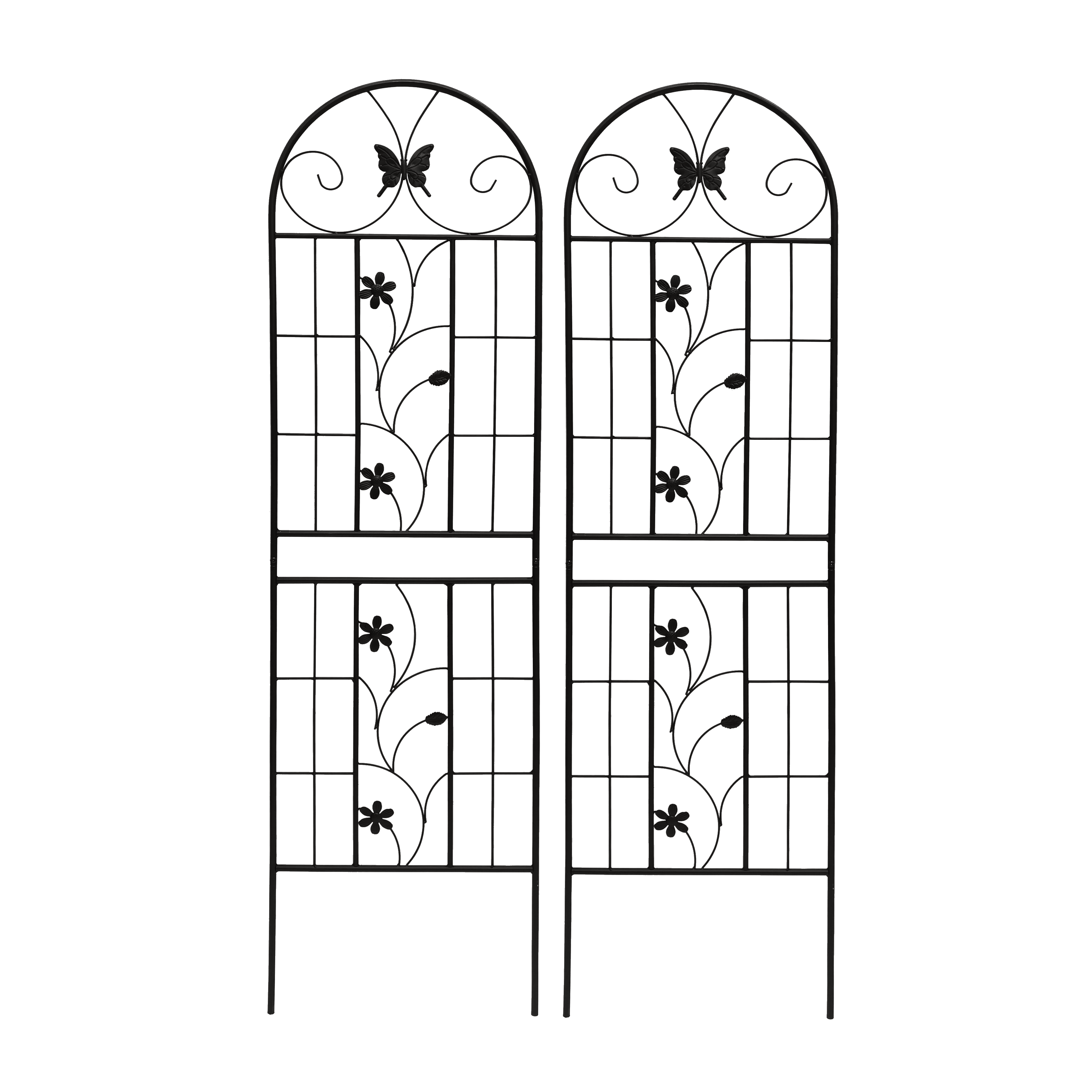 MAYEERTY 2 Pack Metal Garden Trellis 71 x 19.7 Inch Rustproof Climbing Plants Support Black Outdoor Flower