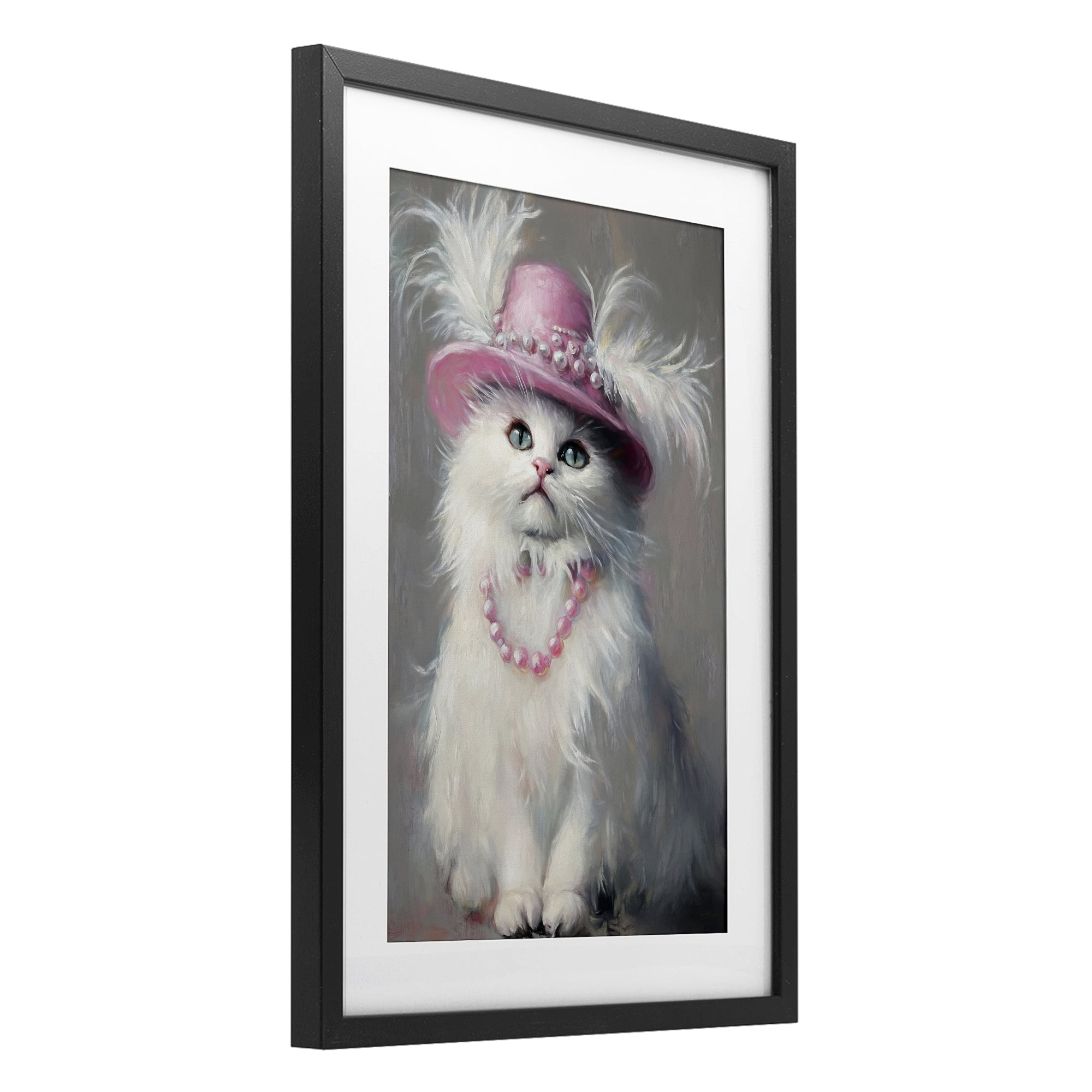 Stupell Industries Beautiful Brigitte Cat Black Framed Print Under Glass, design by Tina LeCour