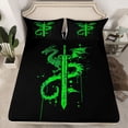 thumbnail image 2 of Feelyou Western Magic Animal Bed Sheets for Kids, Green Dragon Wildlife King Sheets, Splatter Artwork Sheet Set, Breathable Home Decor, 4 Pieces, 2 of 7
