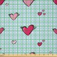 thumbnail image 2 of Ambesonne Valentine's Day Fabric by the Yard Microfiber, Hearts Dotted Back, 5 Yards, Dark Pink Pale Blue and White, 2 of 2
