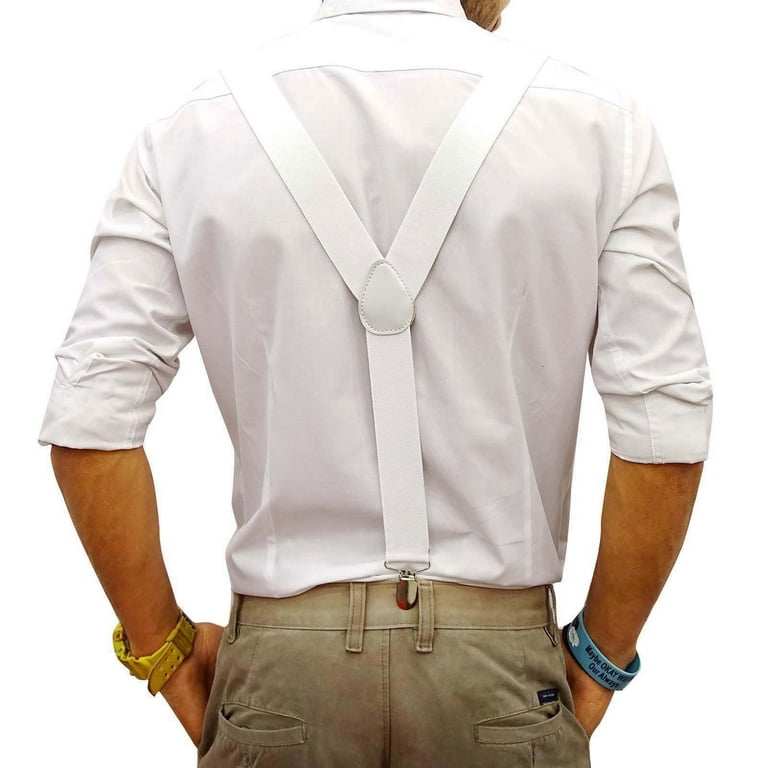 Mens Button End Suspenders 17-31 Inch Inch Y-Back Adjustable