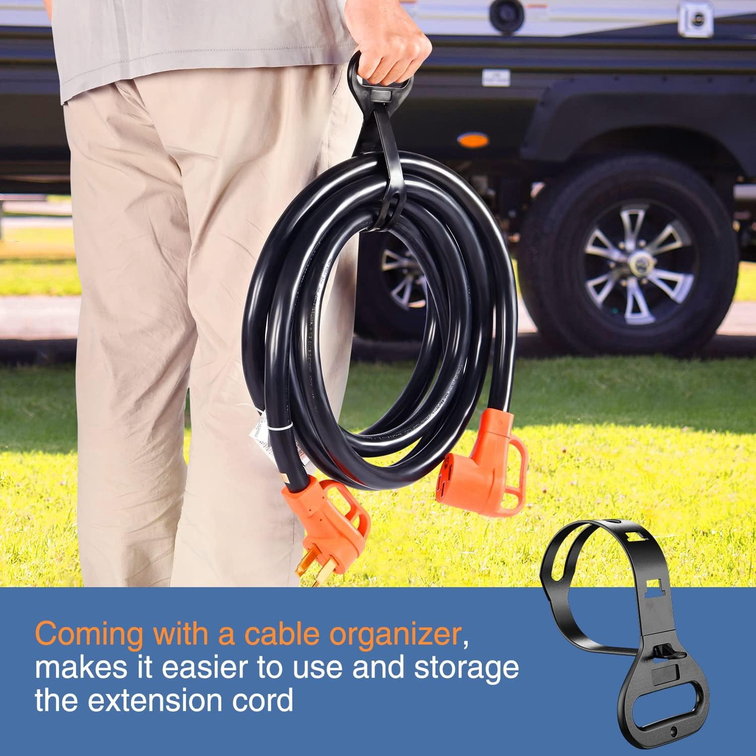 Nilight 50 ft Black 3 Outlets Heavy Duty Extension Cord
