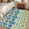 thumbnail image 4 of Rectangle Area Rugs 3 x 5 Ft, Modern Mediterranean Non-Slip Residential Carpet, Retro Moroccan Tiles Texture Vlue Yellow Indoor Crawling Mats Runner Rugs for Living Room/Dining Room/Bedroom, 4 of 8