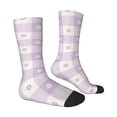 thumbnail image 3 of Uemuo Floral Purple Buffalo Plaid Pattern Women's Crew Socks, Soft Durable Breathable Moisture-Wicking with Odor Control Cotton socks, 3 of 9