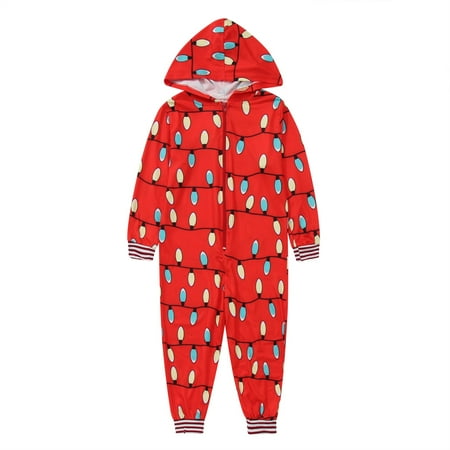 

Christmas Pajamas for Family Parent-Child Outfit Winter Fall Hood Romper Jumpsuit Sleepwear Matching Pajama Sets