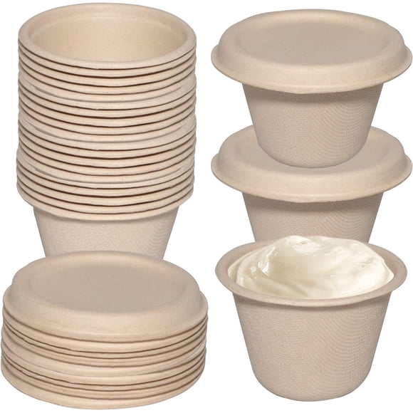 EcoNesxp Biodegradable 4 oz Compostable Souffle Dispenser Cups Slime is great for sauces and condiments