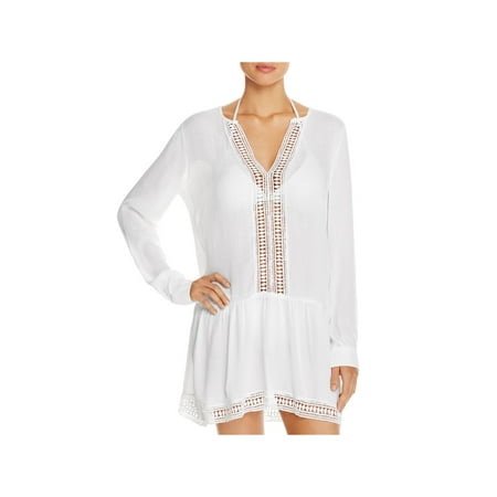 Athena Womens Cabana Paisley Crochet Trim Swim Top Cover-Up