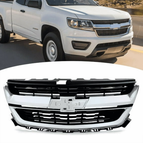 For 2015-2020 Chevrolet Colorado Front Bumper Upper Grille Black Chrome Grill