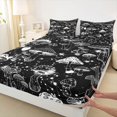 thumbnail image 4 of Homewish Goth Plant Mushrooms Bed Sheets,Botanical Fungi Full Size Sheets,Gray Black,4-Piece,1 Flat Sheet, 1 Fitted Sheet and 2 Pillowcases, 4 of 6