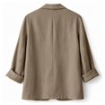 thumbnail image 3 of Linen Blazer Jacket for Women Lightweight 3/4 Sleeve Casual Work Office Summer Breathable Dressy Coat Outfits with Pockets Khaki S, 3 of 8