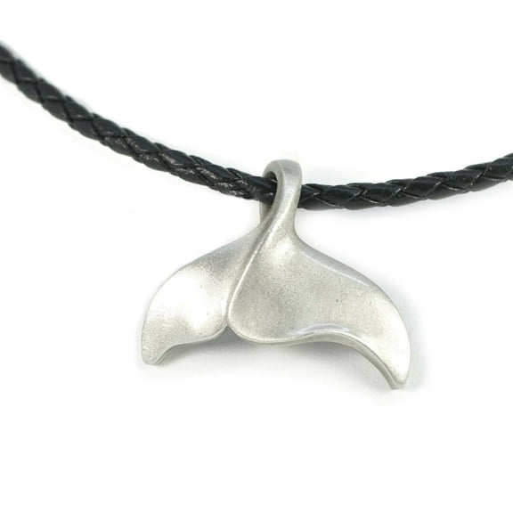 Realistic Ocean Theme Whale Tail Sea Life Pewter Pendant Necklace