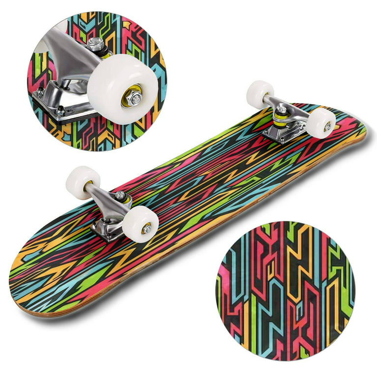tidsskrift Helt tør Paine Gillic colored tribal graffiti seamless pattern Outdoor Skateboard Longboards  31"x8" Pro Complete Skate Board Cruiser - Walmart.com