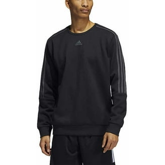 Adidas Men's Long Sleeve Fleece Crew Sweatshirt Pullover, Black