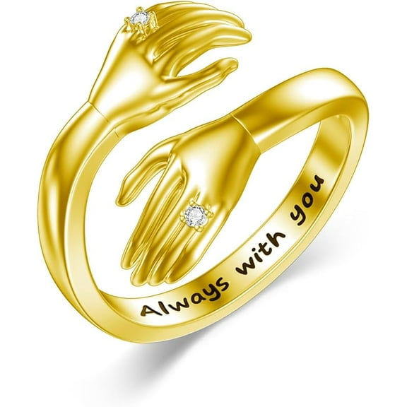 SISGEM Diamond Hug Ring for Women 925 Sterling Silver Always With You Hug Rings with Lab Grown Diamond Jewelry Gifts for Loved Ones Adjustable Hug Rings