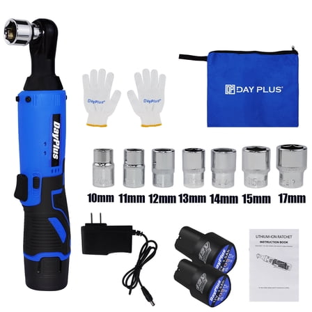 2x Battery, Cordless Impact Wrench 3.0A Li-ion Ratchet Rattle Nut Gun 3/8" Drive