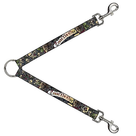 Buckle-Down Leash Splitter - Trust No One Gray - 1" Wide - 30" Length