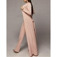 thumbnail image 2 of One shoulder elastic waist jumpsuit, loose long sleeves, wide leg pants, long jumpsuit, women, 2 of 9