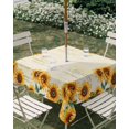 thumbnail image 3 of Square Outdoor Tablecloth with Umbrella Hole Yellow Sunflowers Outside Table Cloth Waterproof Patio Table Cover Farmhouse Rustic Botanical Floral Plants Zipper Tablecloths for Picnic 54x54 Inch, 3 of 8