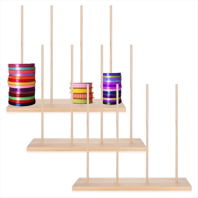 Organizador de Cintas de Madera de 3 Piezas para Cinta Washi, Hilo de Coser, Hilo para Manualidades, Cinta de Regalo, Soporte de Almacenamiento de Varios Niveles.