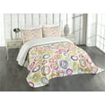 thumbnail image 3 of Ambesonne Geometric Quilted Bedspread Set 3 Pcs, Spiral and Dots, King Size, Multicolor, 3 of 5