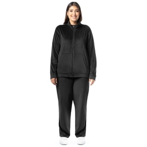 Athletic Works Women's Plus Velour Zip-Up Tracksuit