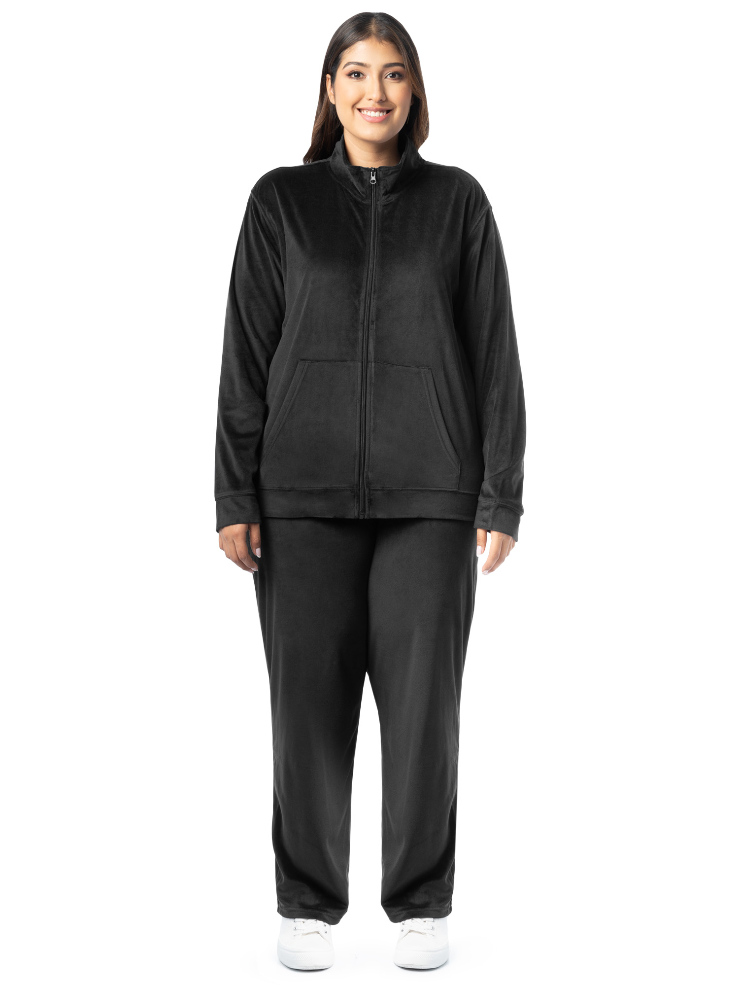Athletic Works Women's Plus Velour Zip-Up Tracksuit photo 1