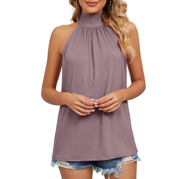 YUEVORA Halter Tops for Women, Tie Back Sleeveless Tank Tops for Women, Summer Casual Loose Fit Flowy Shirts for Daily Wear Vacation Commute