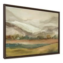 Kate and Laurel Sylvie Mountainscape Framed Canvas Wall Art by Annie Quigley, 23x33 Brown, Watercolor Mountain Art for Wall