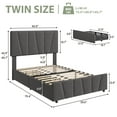 thumbnail image 2 of Bed Frame, Platform Bed Frame with 2 or4 Storage Drawers and Adjustable Upholstered Headboard, Wood Slats Support, No Box Spring Needed, Easy Assembly, Grey, 2 of 9