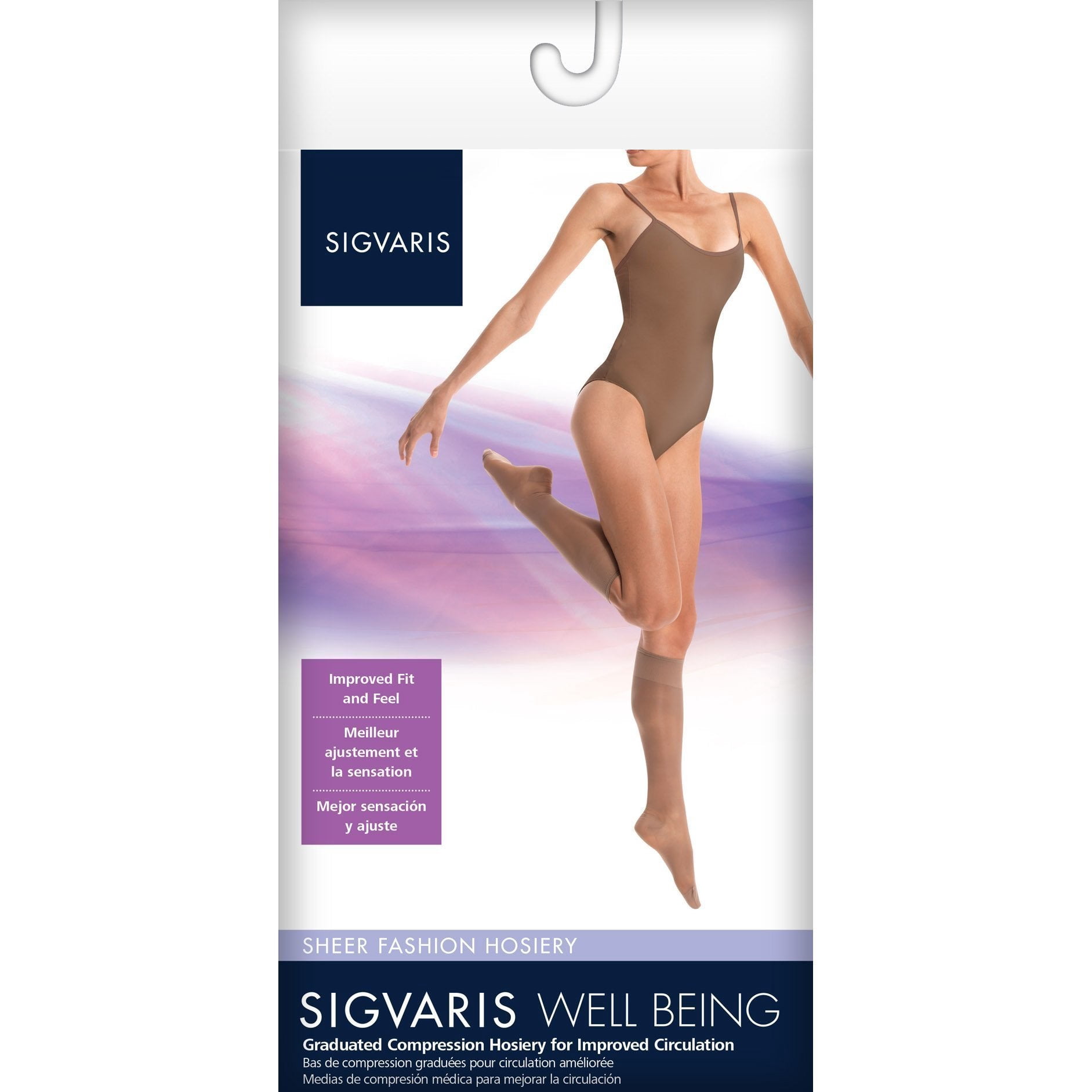 Sigvaris Well Being 120 Women's 15-20 Closed Toe Knee High Compression Stockings Natural C