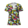 thumbnail image 2 of Uemuo Green Mushroom Drawing Women's Deep V-Neck Low Cut Tops - Casual Loose Fit with Stainless Steel Loop, Soft, Breathable, Perfect for Office, Travel, and Daily Wear-Small, 2 of 5