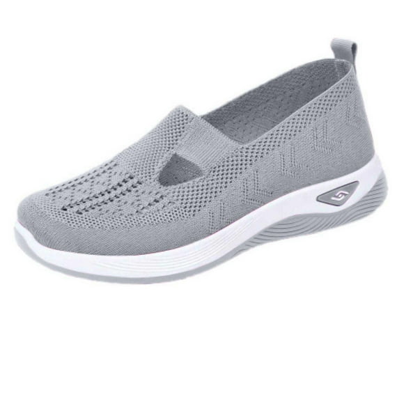 HaiMao Women's Athletic Walking Shoes Clearance Slip On Casual Mesh-Comfortable Tennis Workout Sneakers Gray 5.5(36)