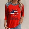 thumbnail image 3 of longantii Womens Patriotic Shirts 250 Anniversary Usa 3/4 Sleeve shirtss Relaxed Fit Crew Neck Flag Graphic Tops Independence Day Clothing Red XL, 3 of 4