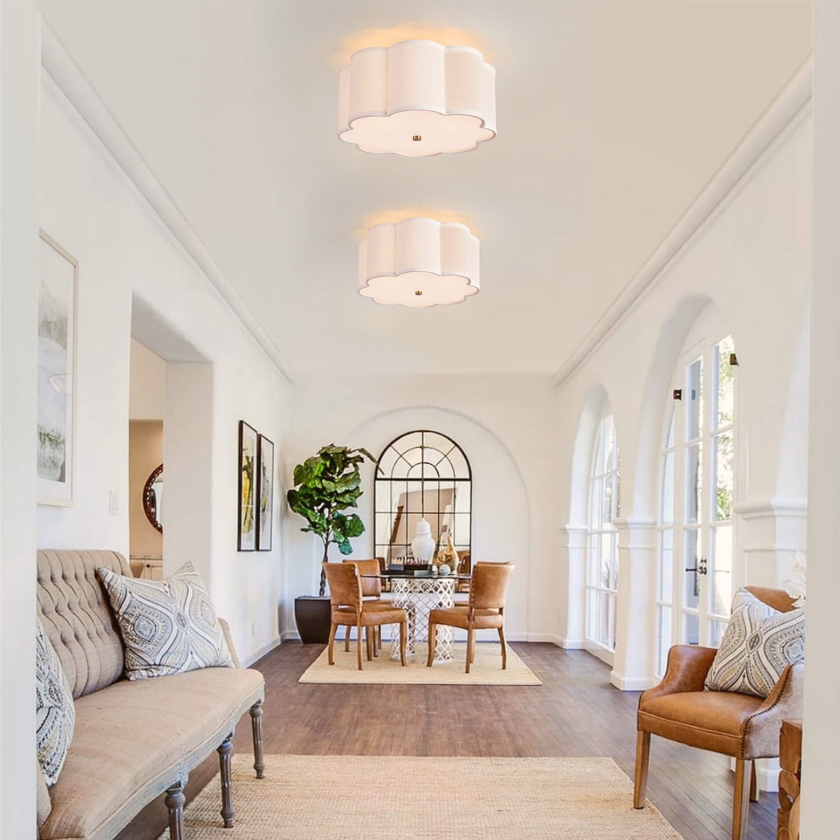 BESTOMINE Flush Mount Ceiling Light,13-inch Drum Ceiling Light Fixture,Modern Light Fixtures Ceiling Mount,3-Light Flush Mount Light Fixture