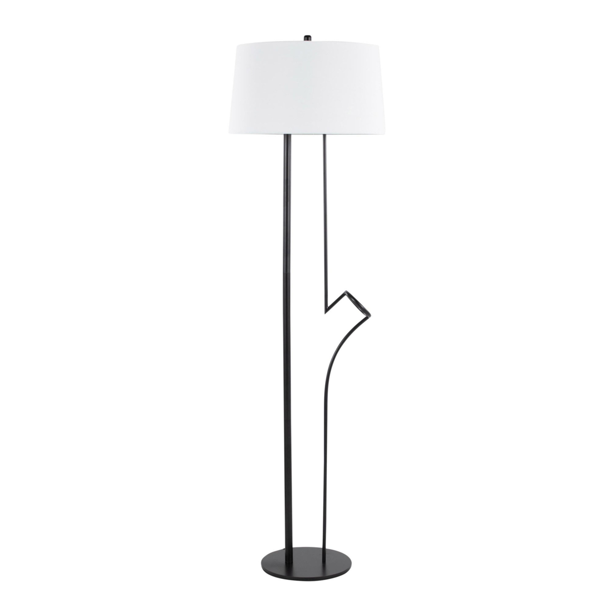 Shadow Contemporary Floor Lamp in Black Steel with White Linen Shade by LumiSource