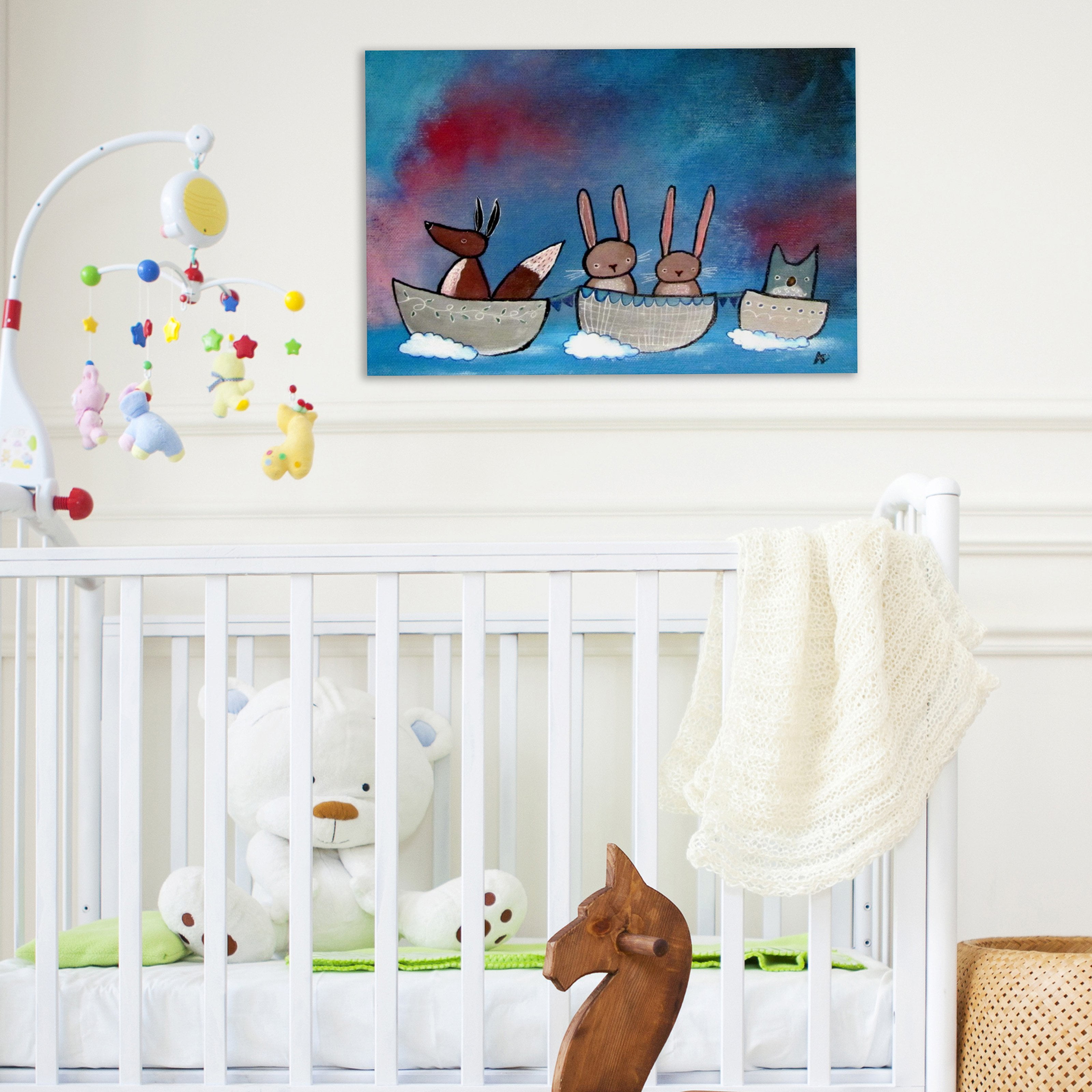 "Friends in Boats" Painting Print on Wrapped Canvas
