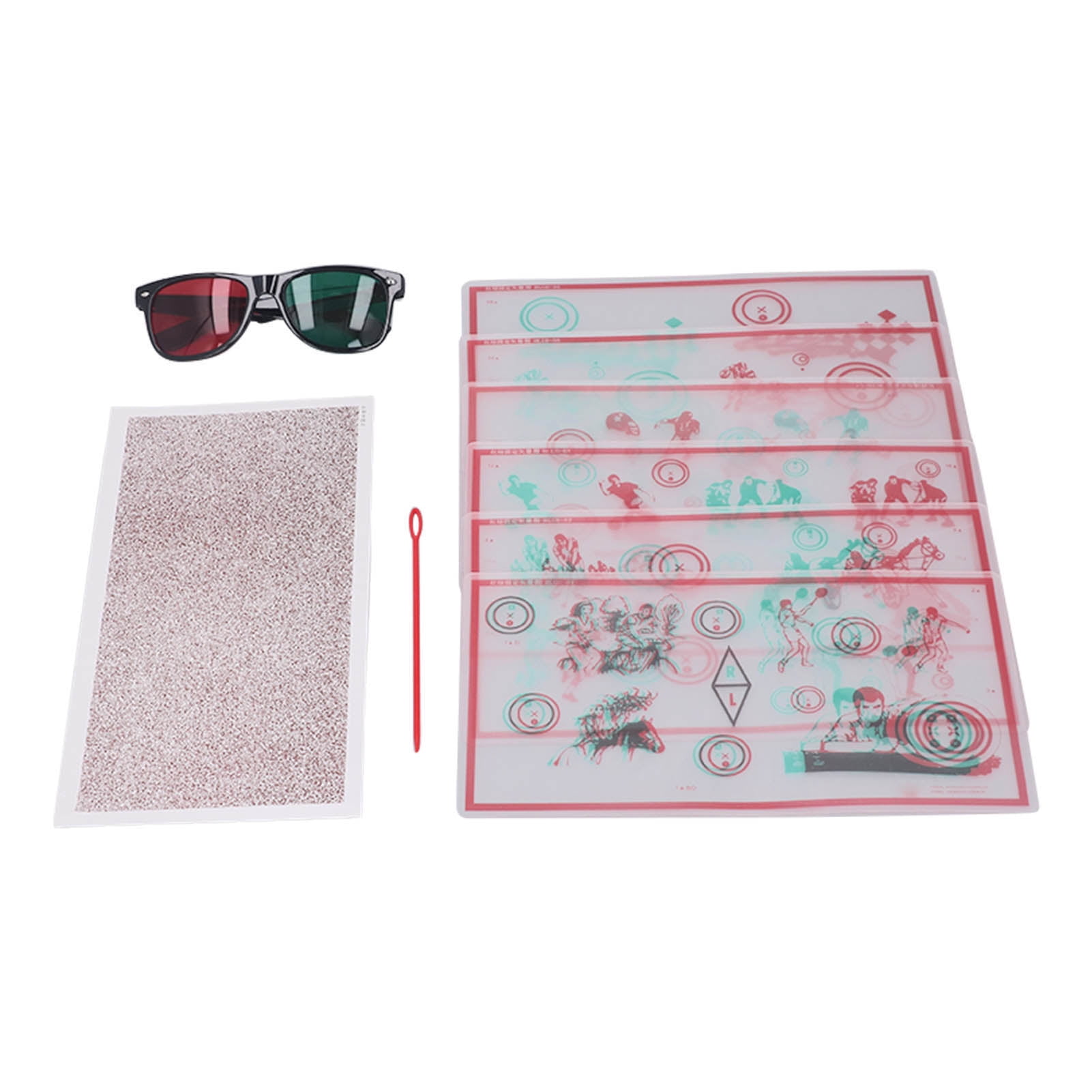 Red Green Fixed Tranaglyph, Convergence Insufficiency Eye Training Low Vision Chart With Glasses Eye Training Device Stereo Training Cards Visual Correction