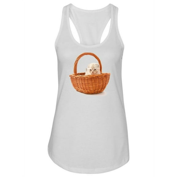 Cute Kitten In A Basket Tank Women -Image by Shutterstock, Female x-Small