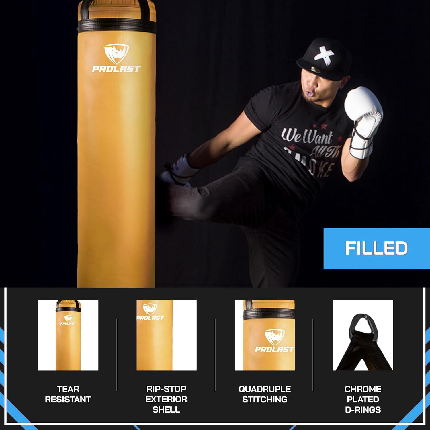 PROLAST Heavy Punching Bag 5 ft UNFILLED -Great for Boxing, MMA, Muay Thai - Unfilled ( Yellow )