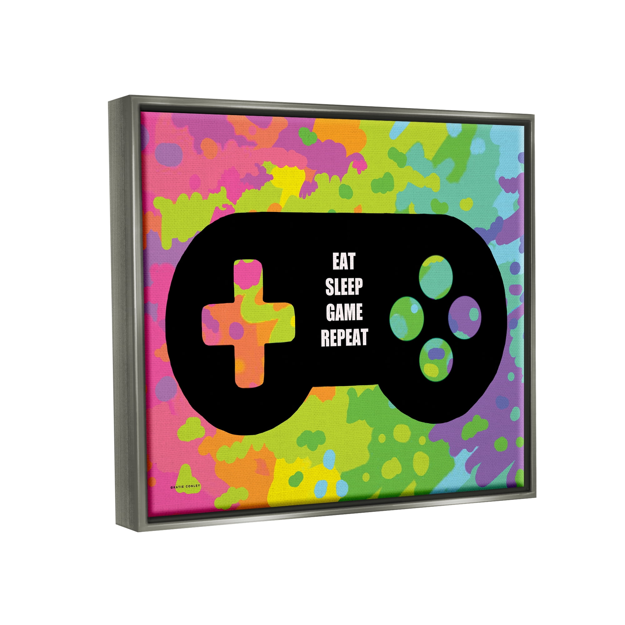 Stupell Industries Abstract Game Phrase Beauty & Fashion Painting Gray Floater Framed Art Print Wall Art, 21 x 17