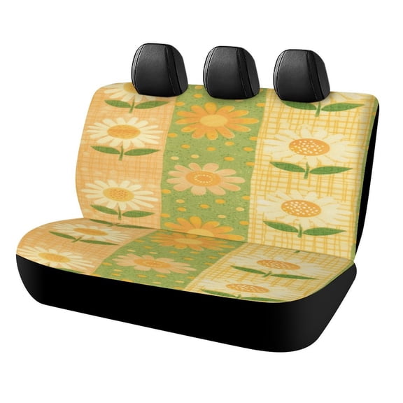 Floral Colorful Flower Rear Seat Covers, Car Backseat Protector, Universal Back Seat Vehicle Interior Protector, Fits Most Cars, SUVs, Sedans, Trucks