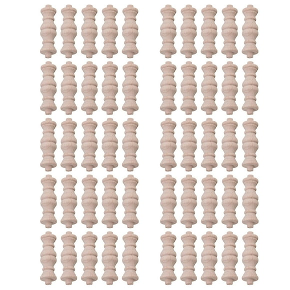 50Pcs Unpainted Wood Baluster Spindles for DIY Home Decoration 2.36 Inch